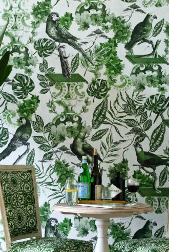 La Voliere Green Wallpaper By Mind The Gap