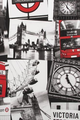 London Montage Black / Red by Fresco