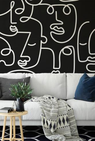 Abstract Faces Wallpaper Mural by Amalfa