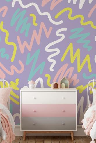 Pastel Squiggle Wallpaper Mural by Amalfa