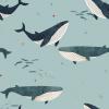 Whales At Play Wallpaper Mural by Amalfa MURAL-WH-1
