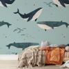 Whales At Play Wallpaper Mural by Amalfa